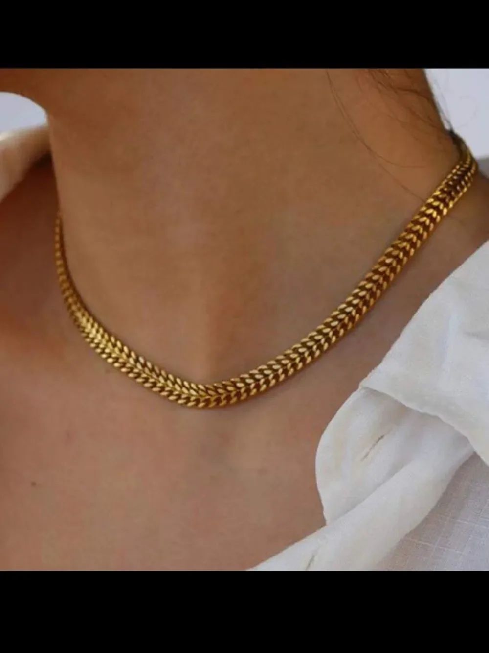 Gold Braided Chain Necklace R727